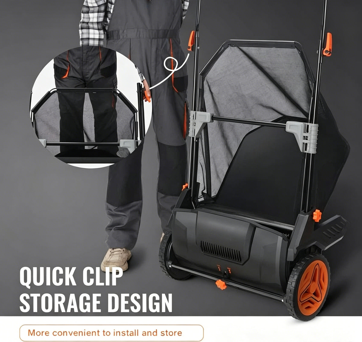 Autumn Sale | 21" Push Lawn Sweeper Leaf Collector, 3.5 Cu Ft Mesh Bag, Height Adjustable for Yard Leaf & Grass Cleanup