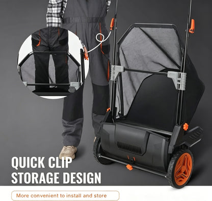 Autumn Sale | 21" Push Lawn Sweeper Leaf Collector, 3.5 Cu Ft Mesh Bag, Height Adjustable for Yard Leaf & Grass Cleanup