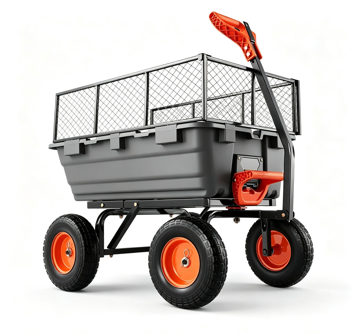 Heavy Duty Garden Dump Cart, 2 in 1 Pull & Tow Handle, 13 Inch All Terrain Wheels, 1500 LB Load Capacity | Fall Special Sale