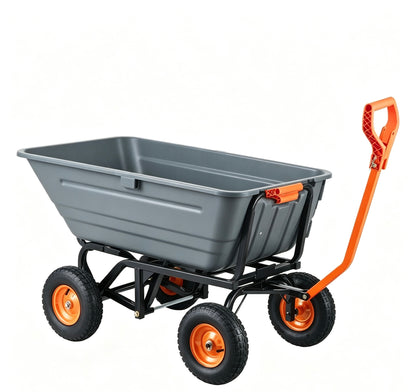Heavy Duty Garden Dump Cart, 2 in 1 Pull & Tow Handle, 13 Inch All Terrain Wheels, 1500 LB Load Capacity | Fall Special Sale