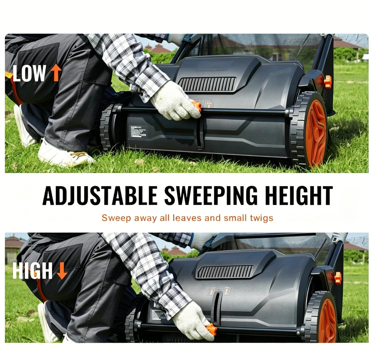 Autumn Sale | 21" Push Lawn Sweeper Leaf Collector, 3.5 Cu Ft Mesh Bag, Height Adjustable for Yard Leaf & Grass Cleanup